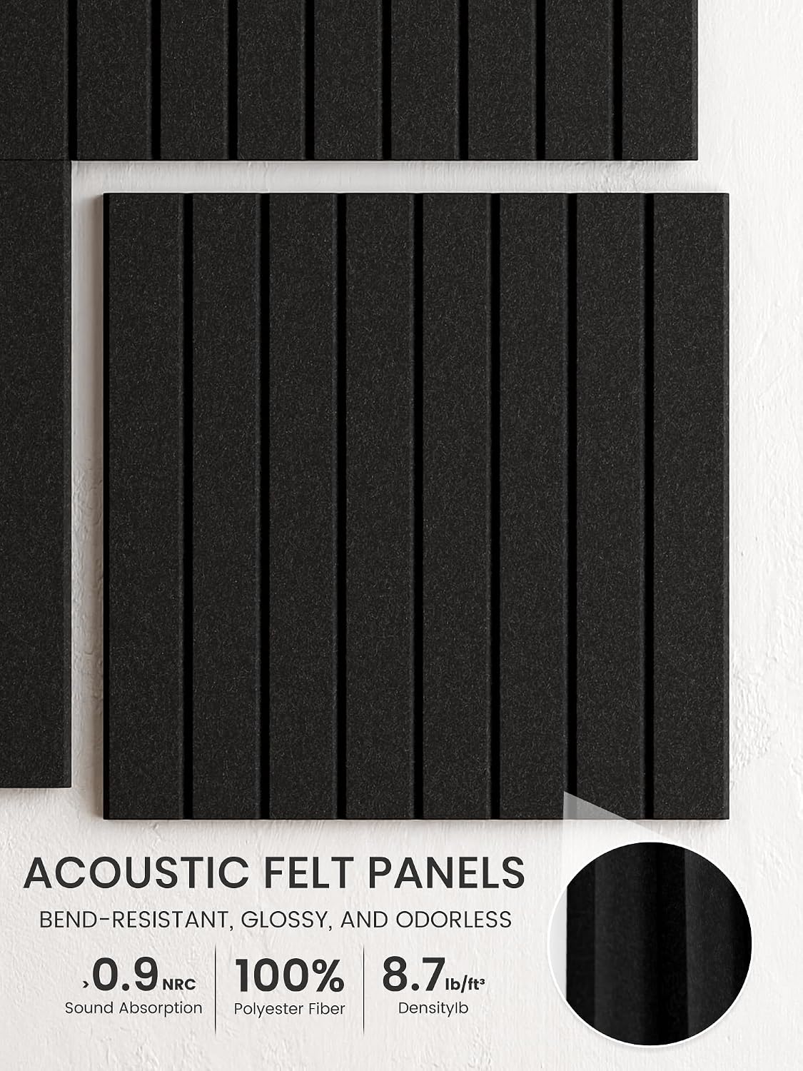 Bumusty 48x 36 Large Felt Bulletin Board Tiles, Black